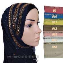 Meilleure vente femmes musulmanes tête dubai diamant écharpe hijab châle musulman mode bijou coton pierre hijab